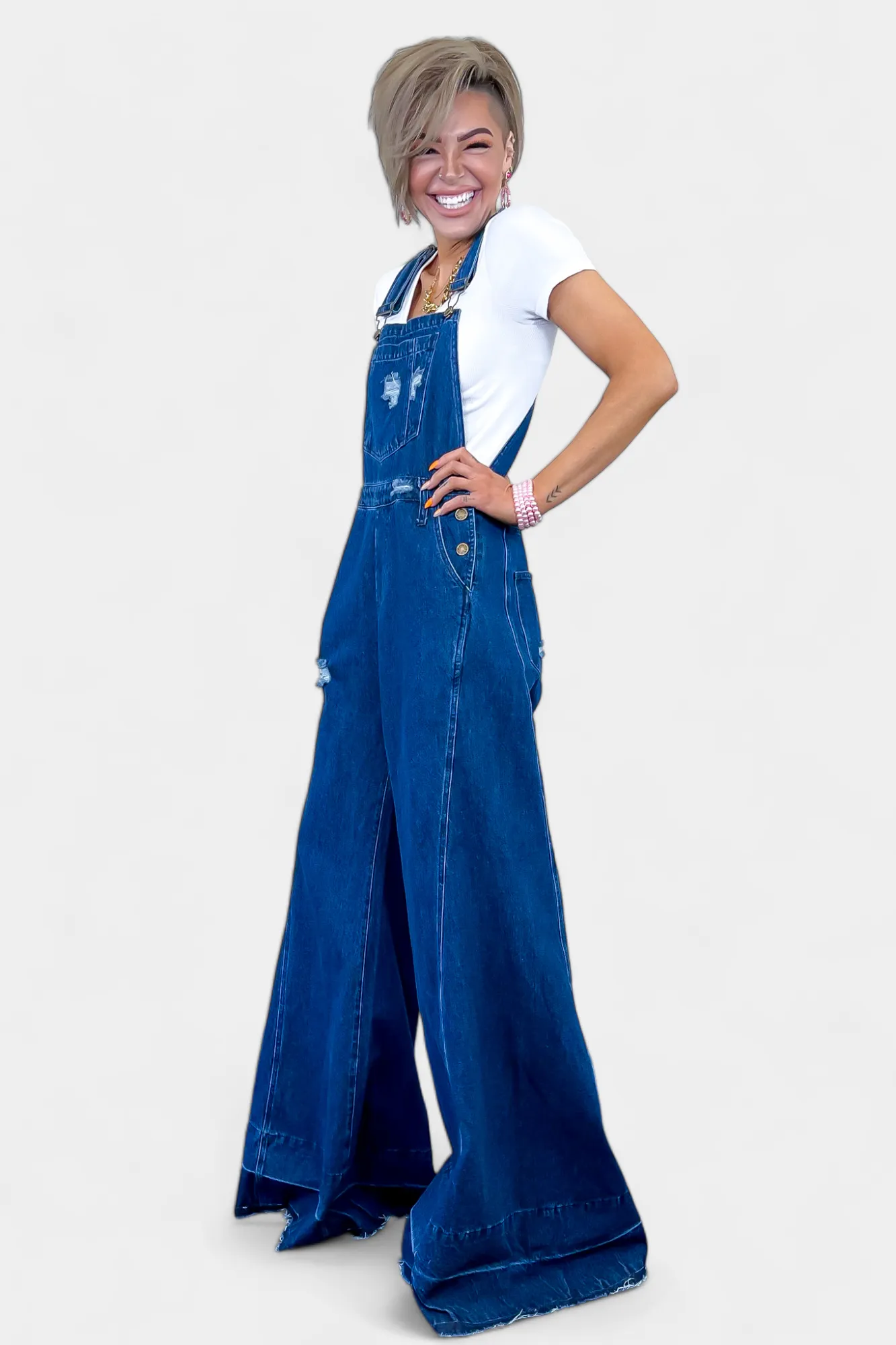 Dark Denim Wide Leg Overalls sold by ZZs product image thumbnail 2