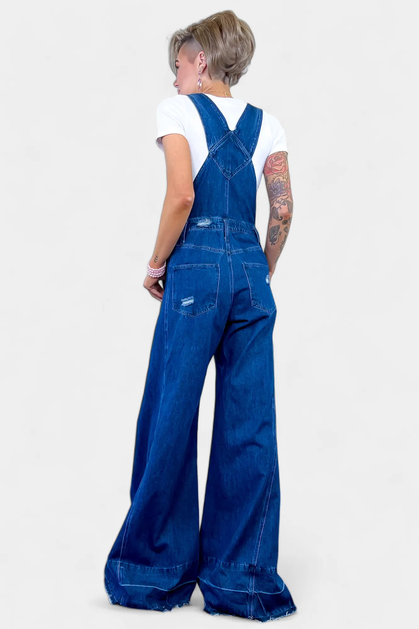 Dark Denim Wide Leg Overalls sold by ZZs product image thumbnail 5