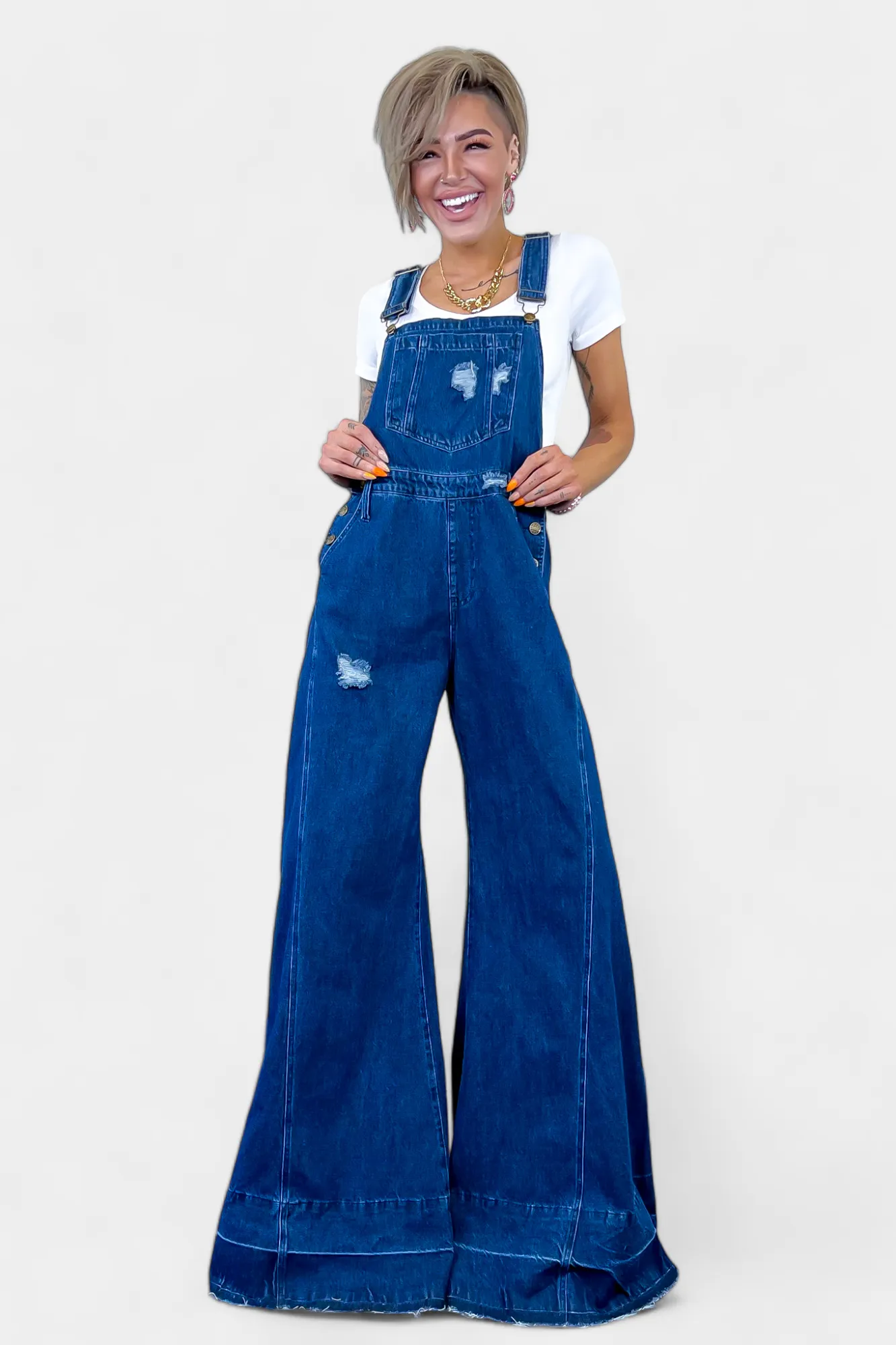 Dark Denim Wide Leg Overalls sold by ZZs product image thumbnail 3