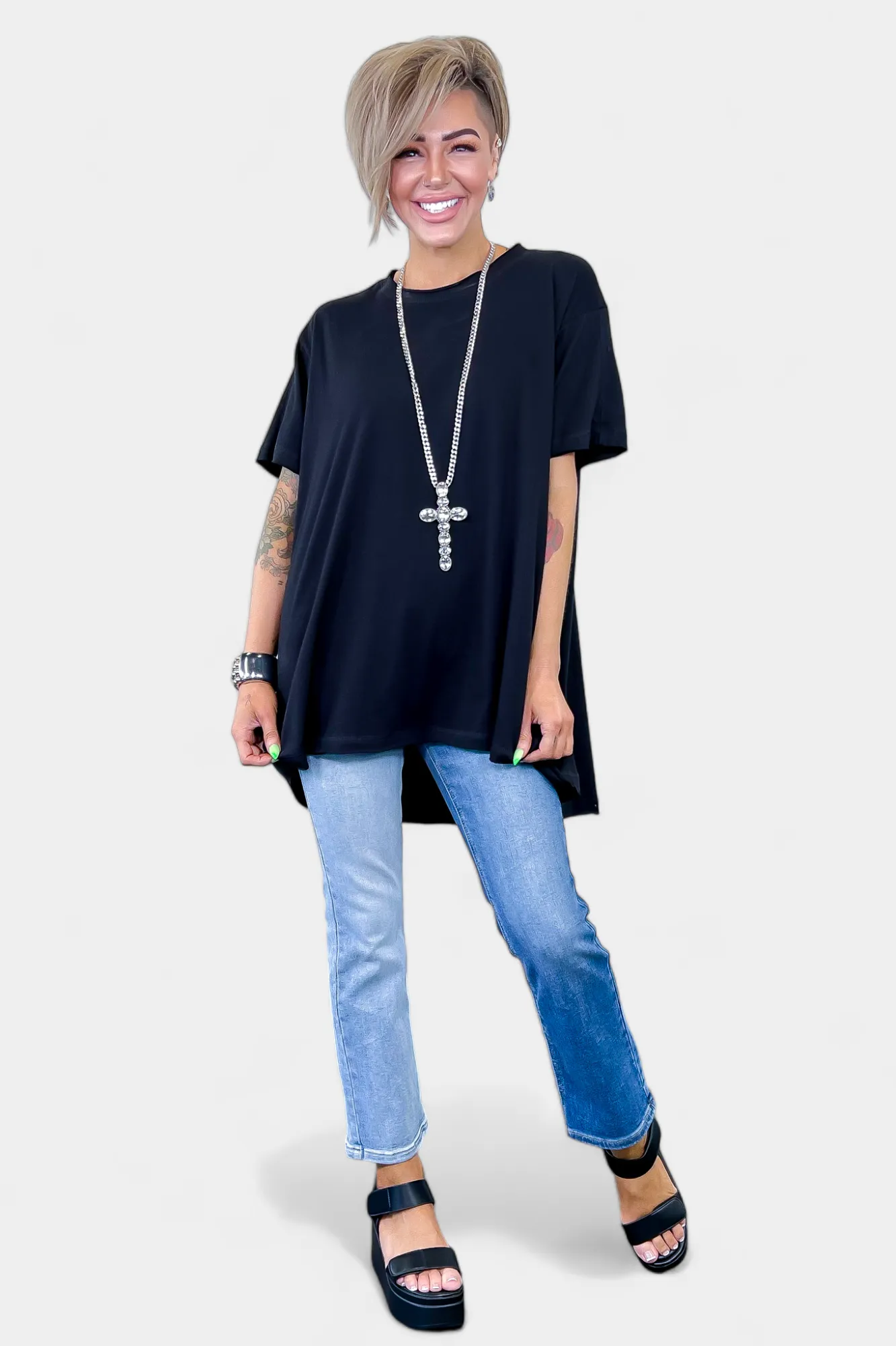 Black Oversized Drop Shoulder Top sold by ZZs product image thumbnail 3