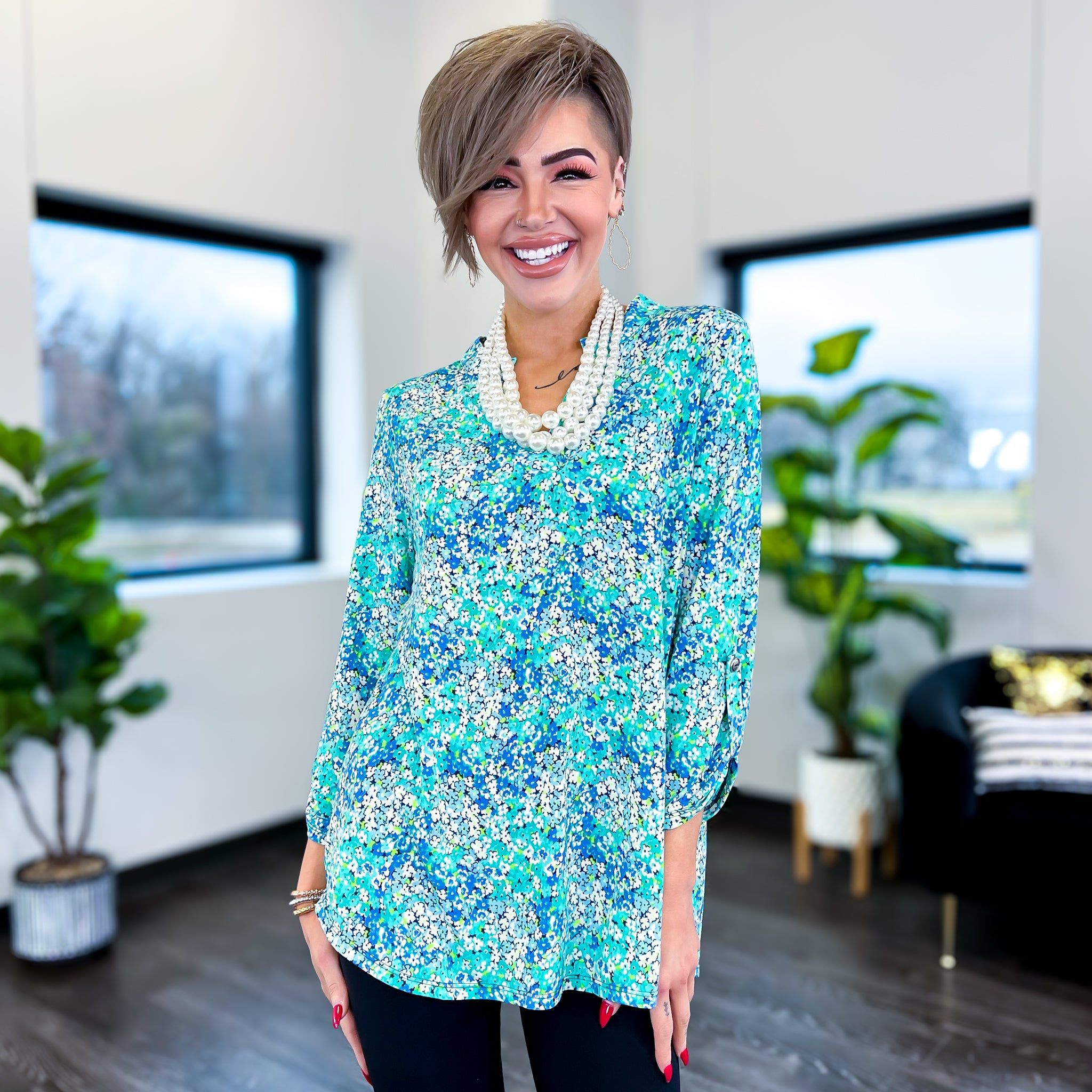 Blue Multi Soft Floral Lizzy Top sold by ZZs product image thumbnail 3