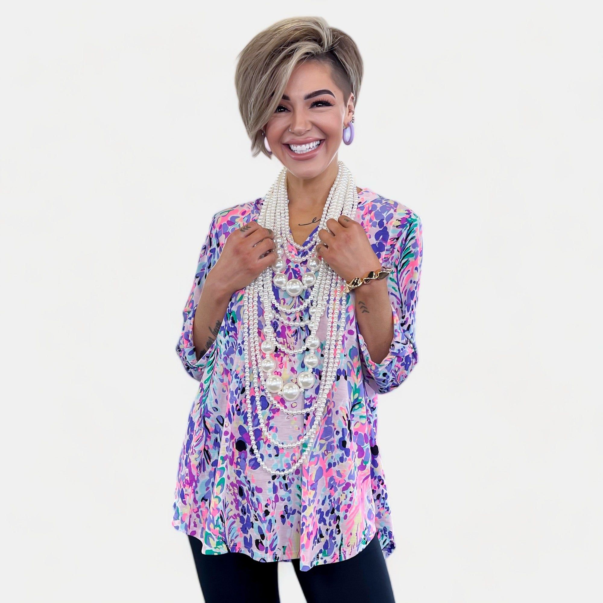 Multi Abstract Floral Lizzy Top sold by ZZs product image thumbnail 2