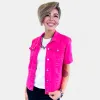 Pink Short Sleeve Denim Jacket [NO RETURNS] sold by ZZs