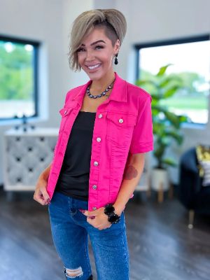 Pink Let's Escape Denim Jacket sold by ZZs