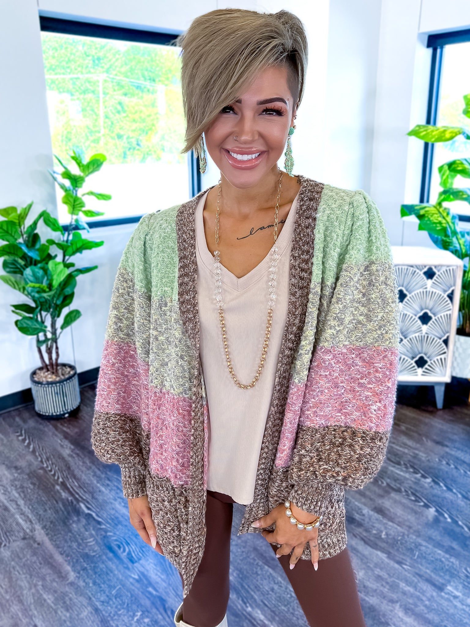 Striped Chunky Cardigan | Green sold by ZZs product image thumbnail 4