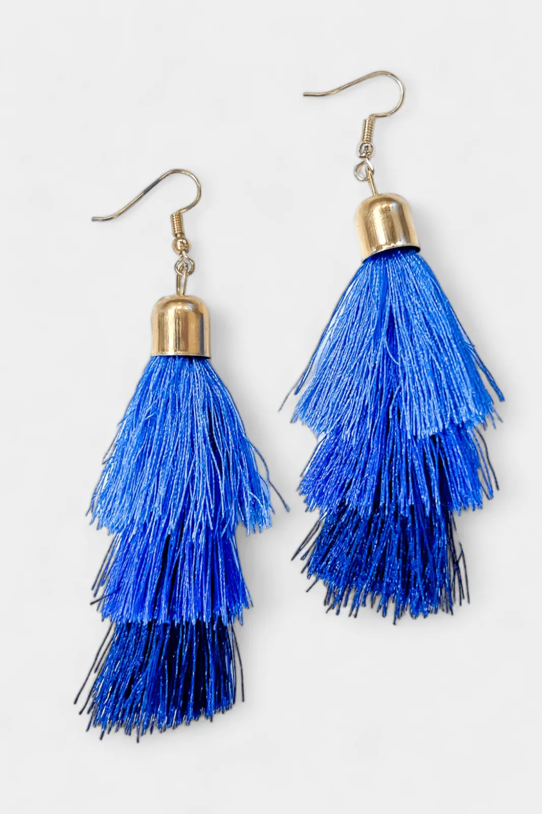 Blue Tassel Dangle Earrings sold by ZZs