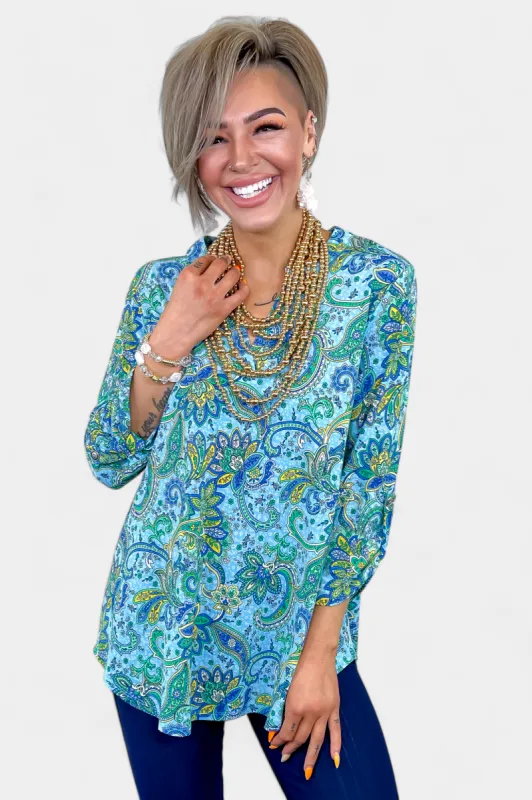 Blue Multi Paisley Lizzy Top [NO RETURNS] sold by ZZs