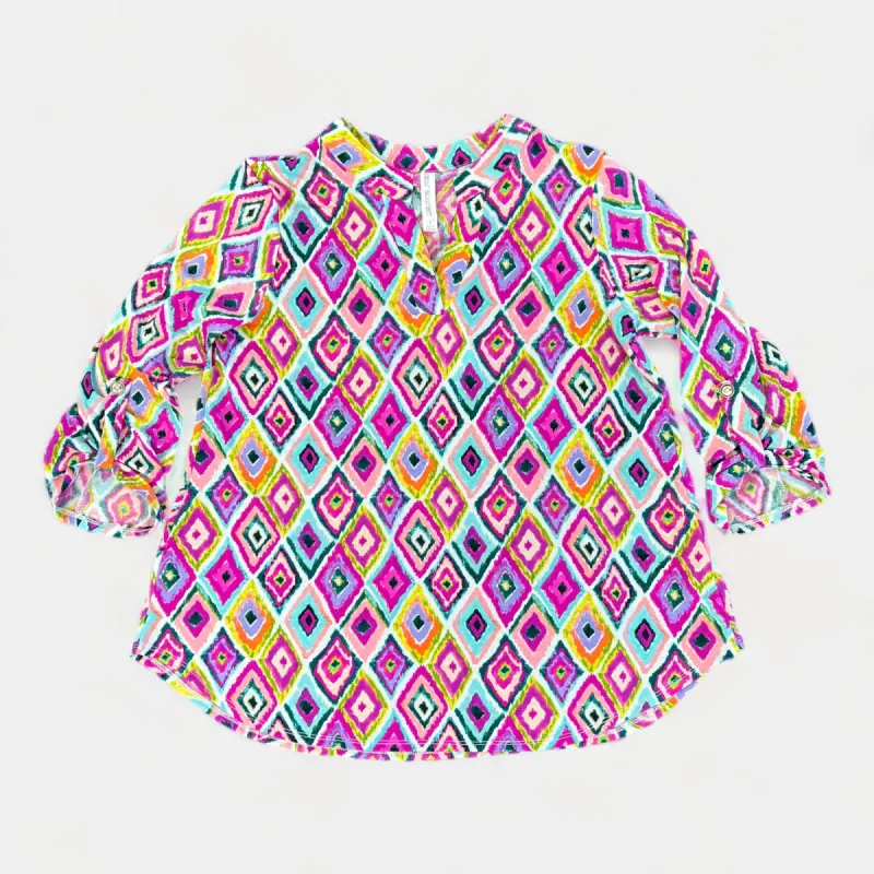 Mint Multi Geometric Lizzy Top sold by ZZs