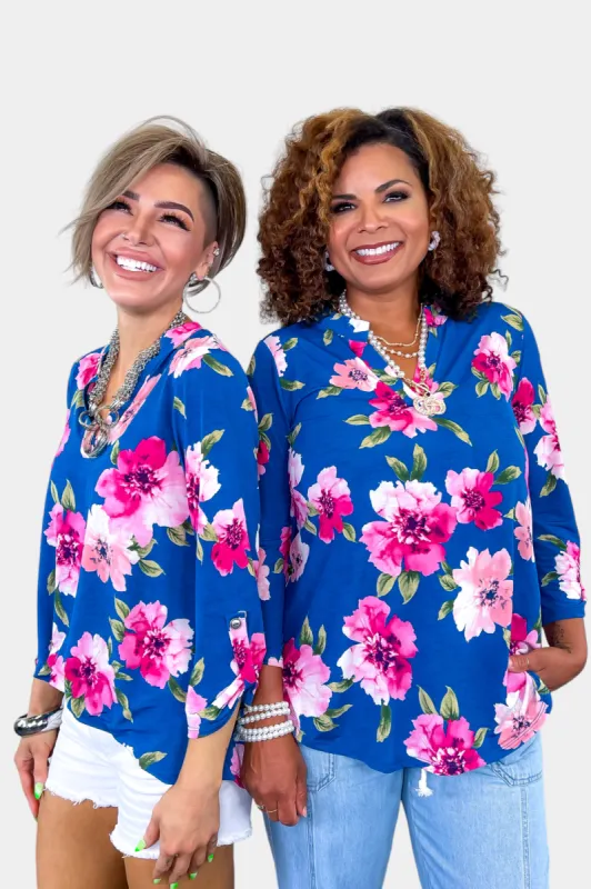 Teal Floral Lizzy Top sold by ZZs