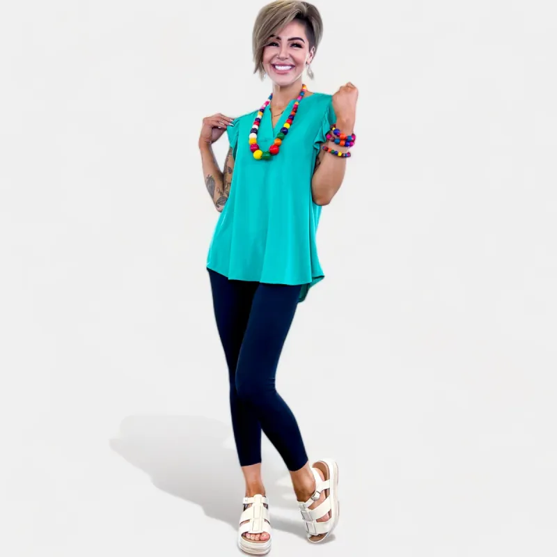 Emerald Lizzy Flutter Sleeve Top sold by ZZs