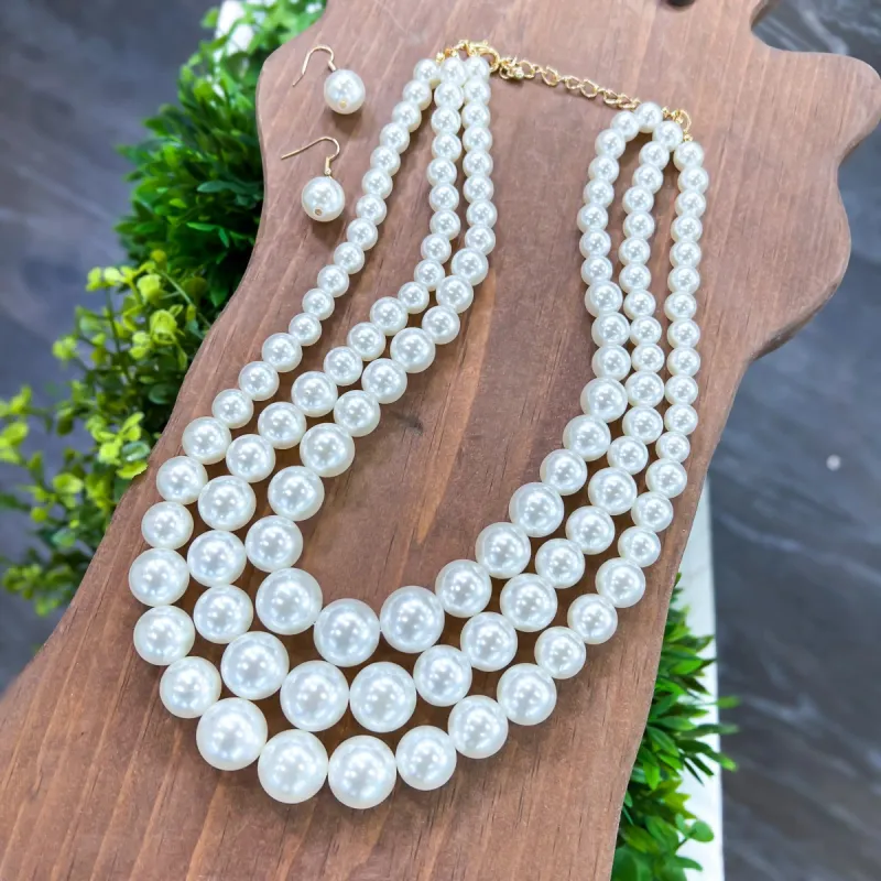 Cream Layered Pearl Necklace sold by ZZs