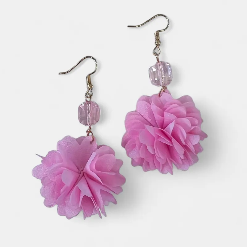 Pink Petal Flower Dangle Earrings sold by ZZs