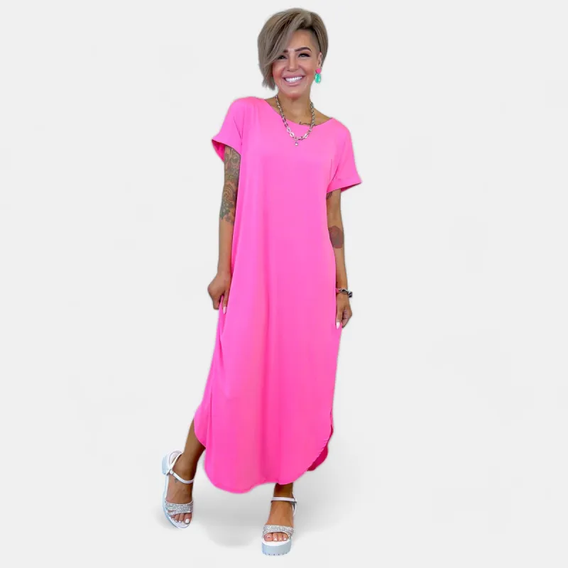 Neon Pink Dolman Maxi Dress sold by ZZs