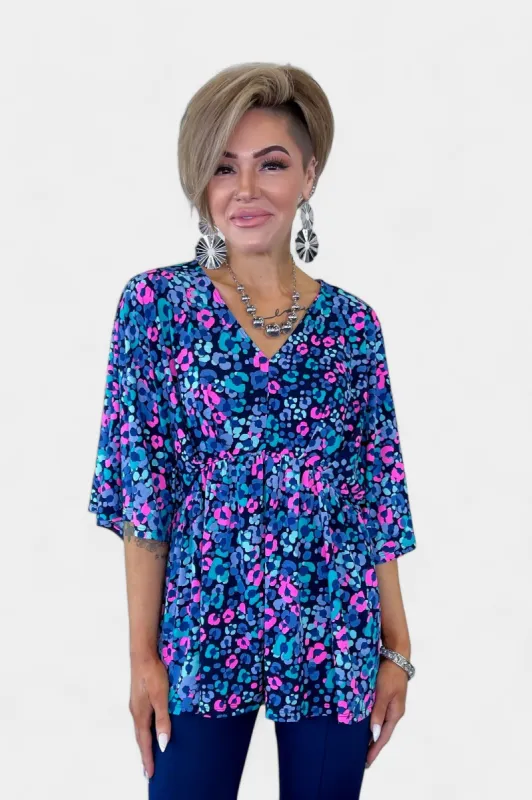 Navy Abstract Dreamer Dolman Top sold by ZZs