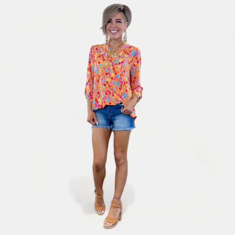 Orange Floral Lizzy Top sold by ZZs