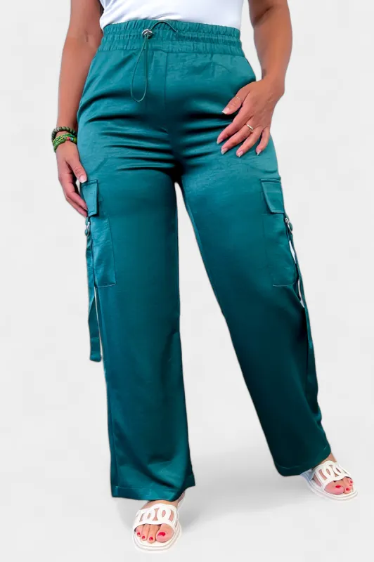 Green Wide Leg Cargo Pants sold by ZZs