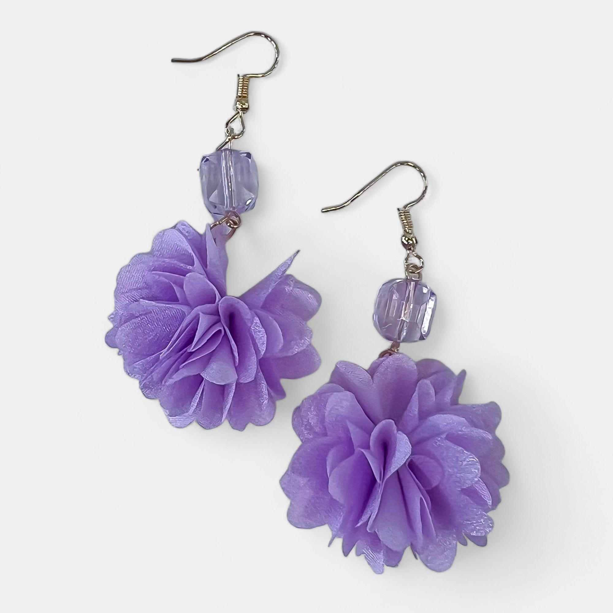 Purple Petal Flower Dangle Earrings sold by ZZs