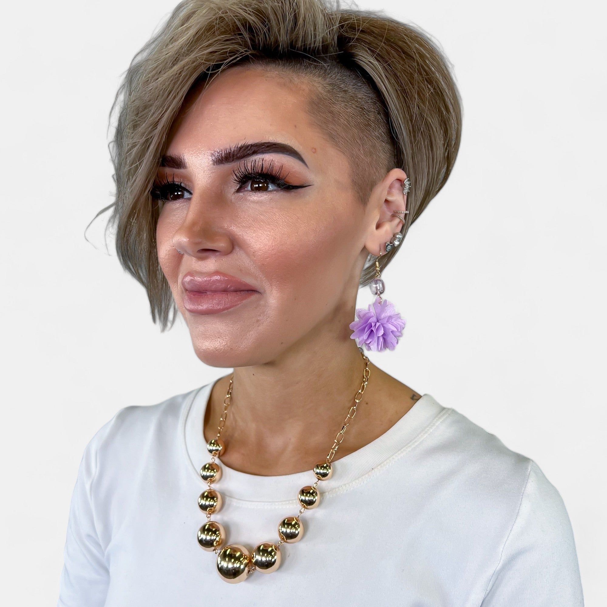 Purple Petal Flower Dangle Earrings sold by ZZs product image thumbnail 4