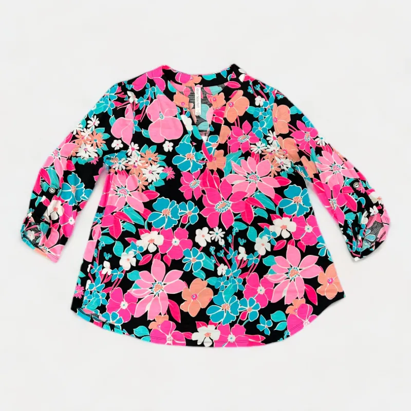 Black Multi Floral Lizzy Top sold by ZZs