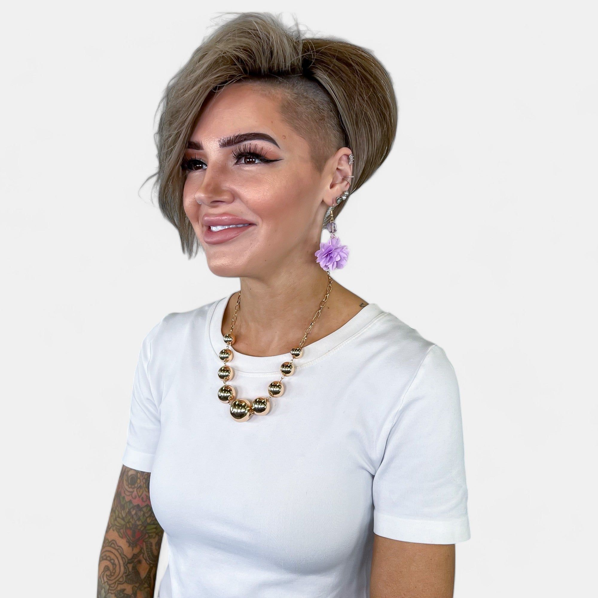 Purple Petal Flower Dangle Earrings sold by ZZs product image thumbnail 2