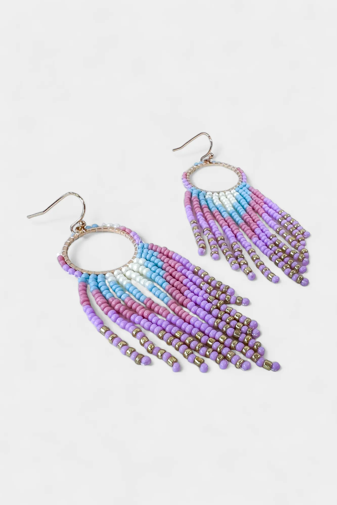 Lavender Beaded Tassel Earrings sold by ZZs product image thumbnail 2