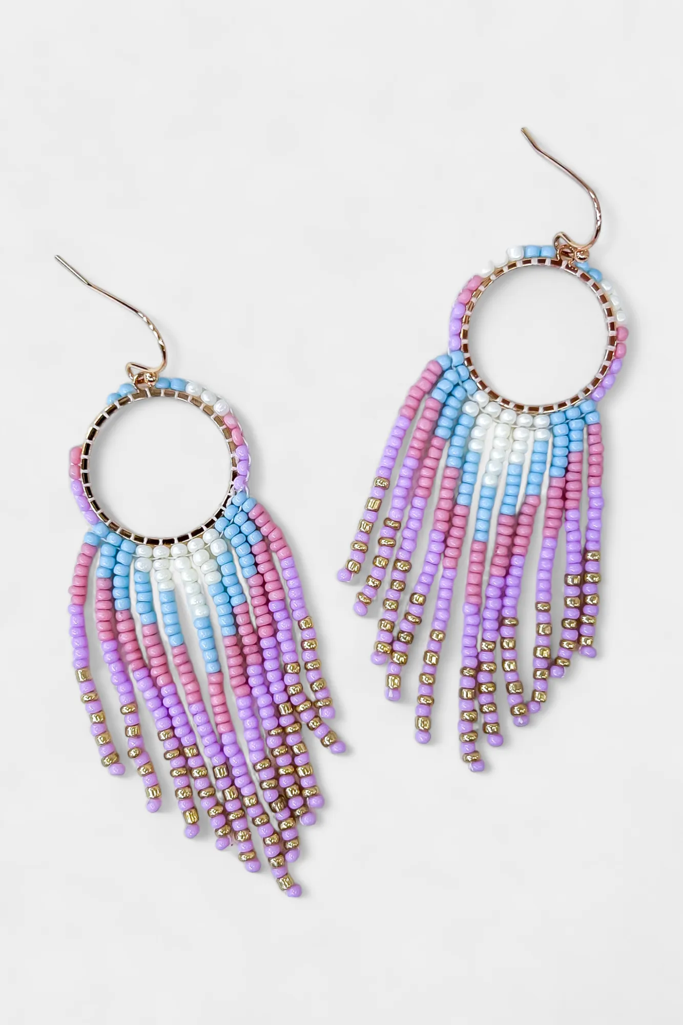 Lavender Beaded Tassel Earrings sold by ZZs