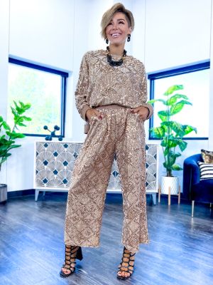 Sequin Velvet Top | Gold sold by ZZs