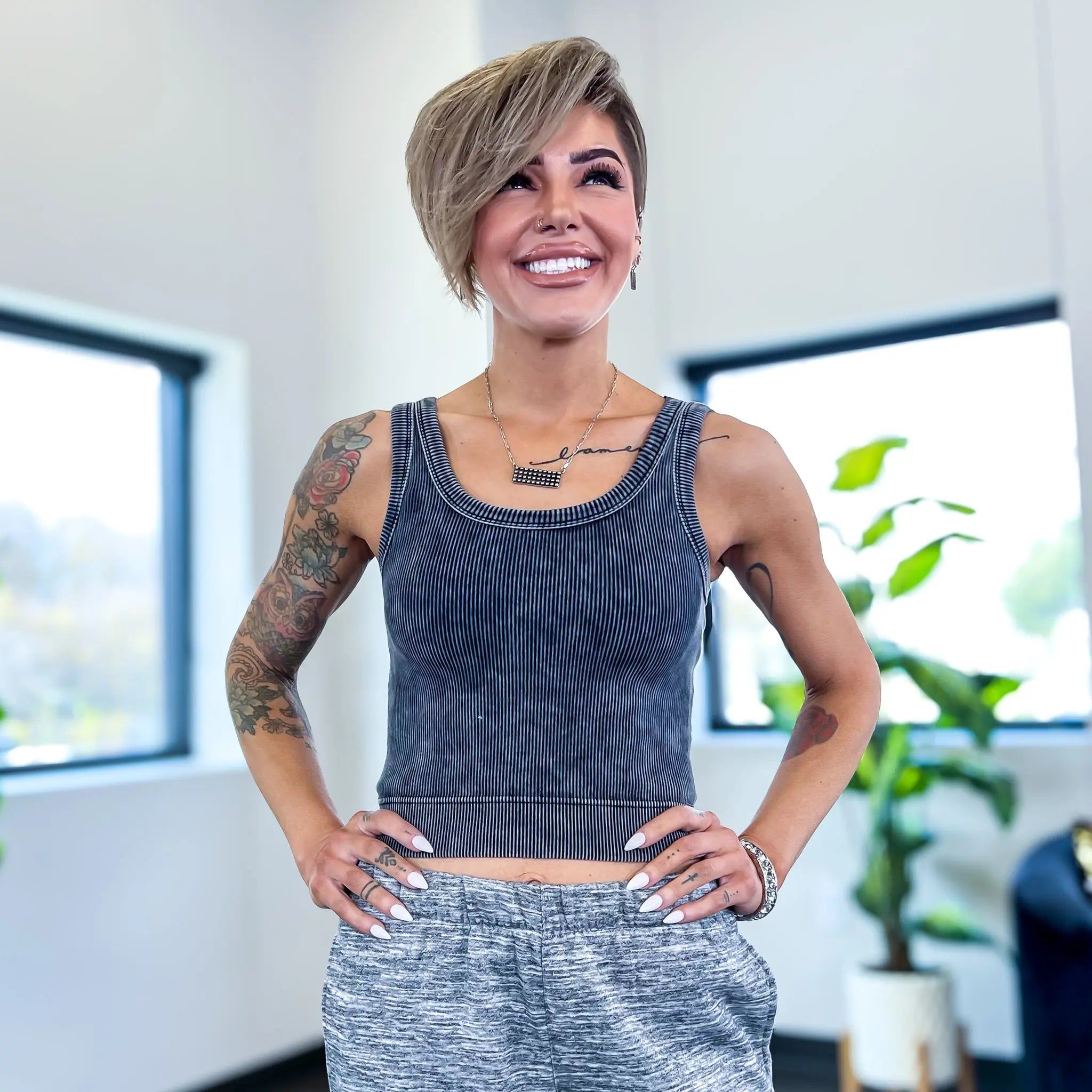 Ash Black Ribbed Cropped Tank sold by ZZs