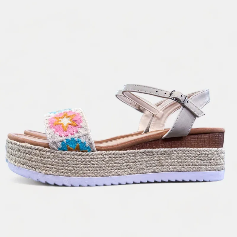 Beige Crochet Platform Sandals sold by ZZs