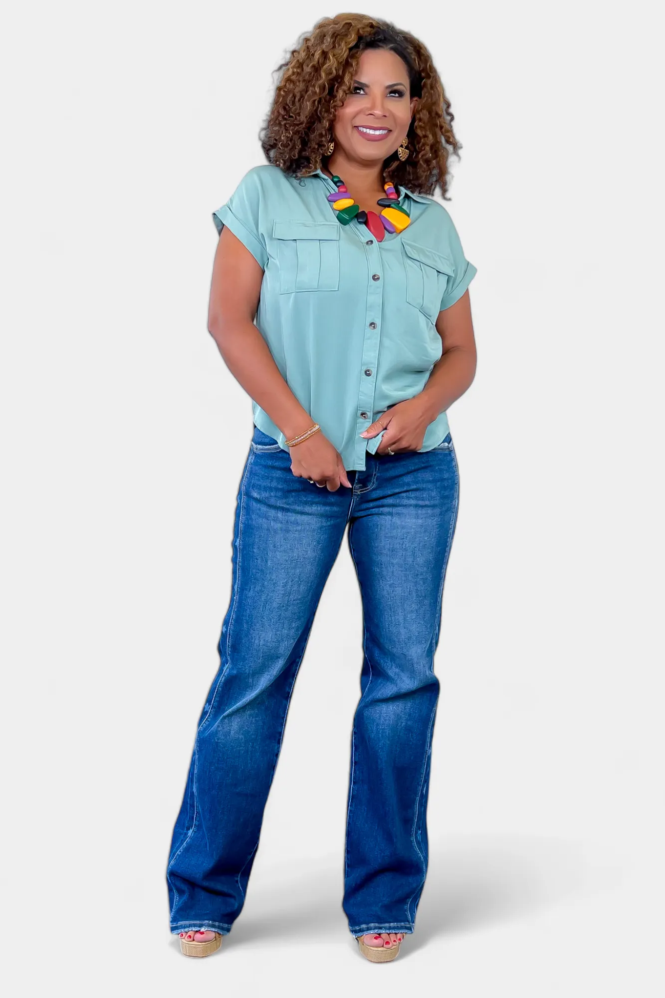 Sage Front Pocket Short Sleeve Top sold by ZZs product image thumbnail 5