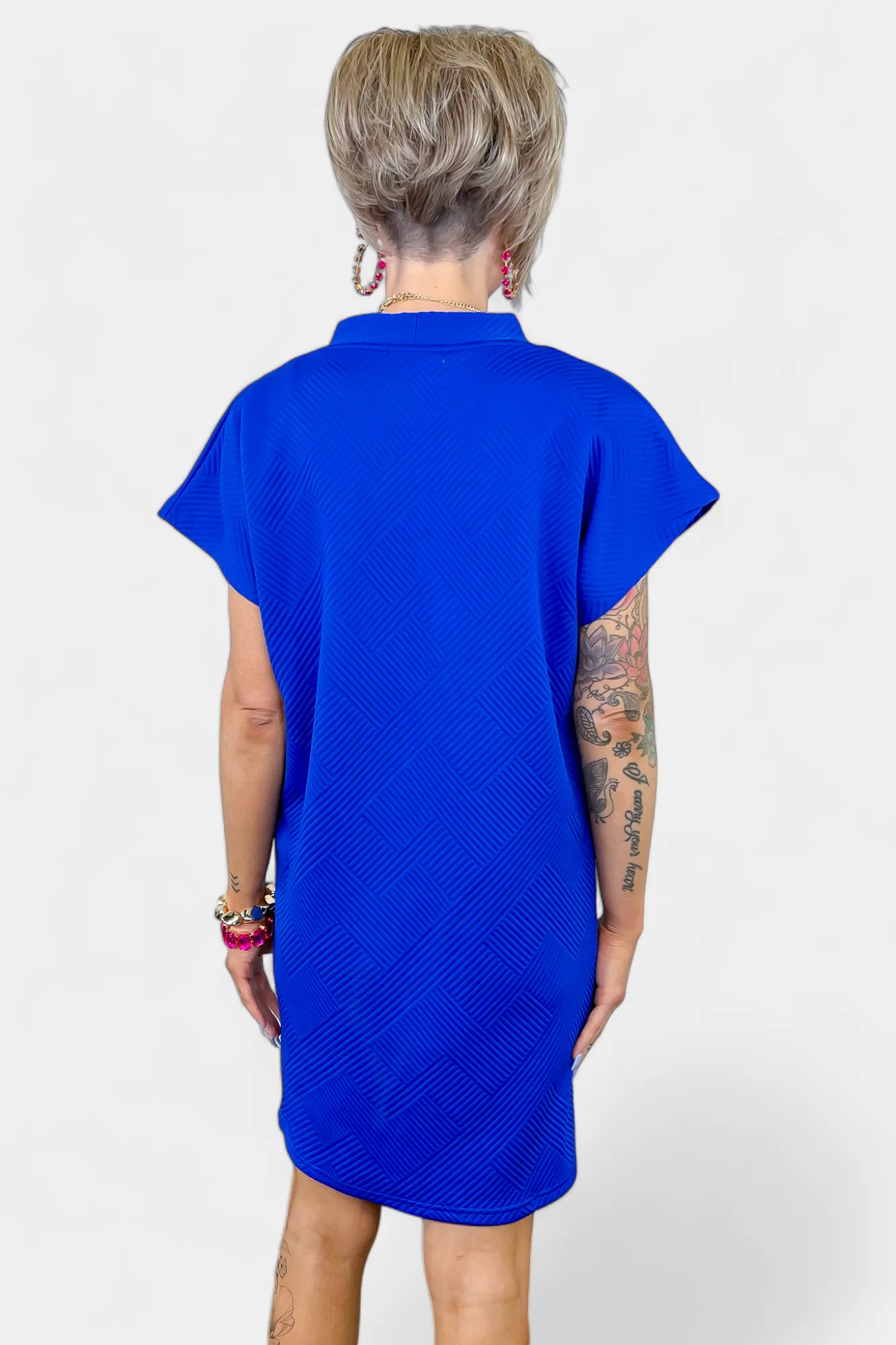 Royal Blue Textured T-Shirt Dress sold by ZZs product image thumbnail 5