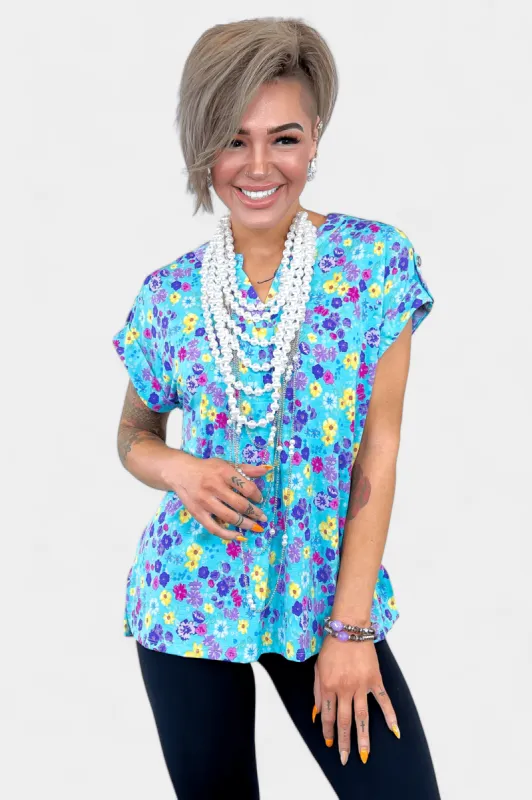 Emerald Floral Lizzy Short Sleeve Top sold by ZZs