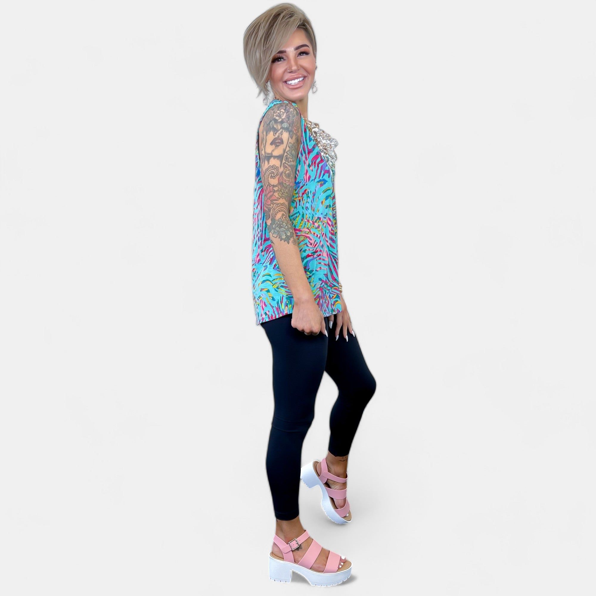 Teal Abstract Lizzy Tank Top sold by ZZs product image thumbnail 5