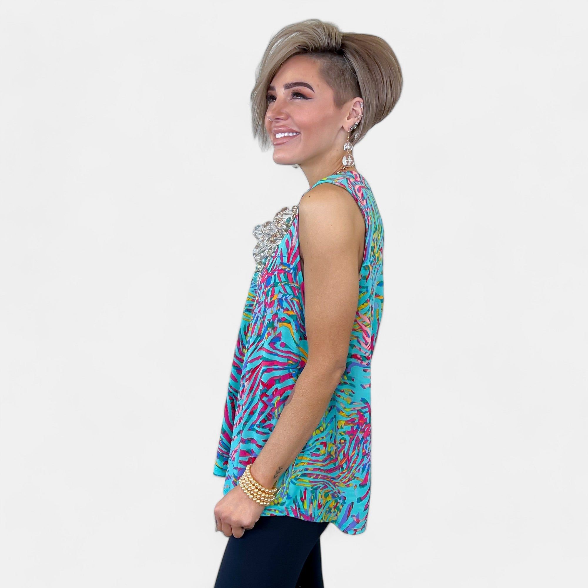 Teal Abstract Lizzy Tank Top sold by ZZs product image thumbnail 4