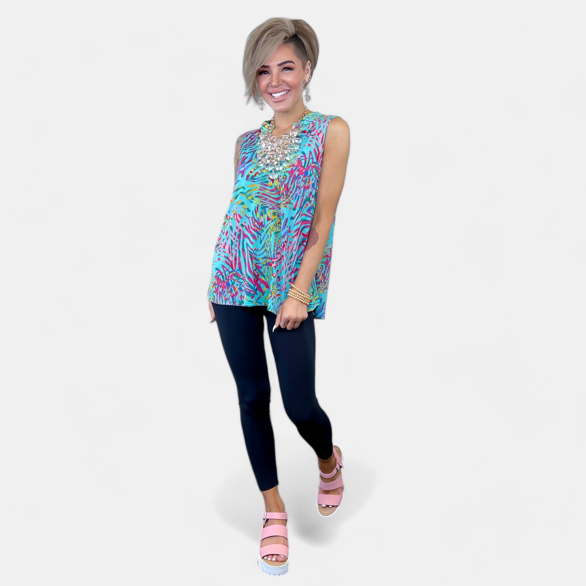 Teal Abstract Lizzy Tank Top sold by ZZs product image thumbnail 2