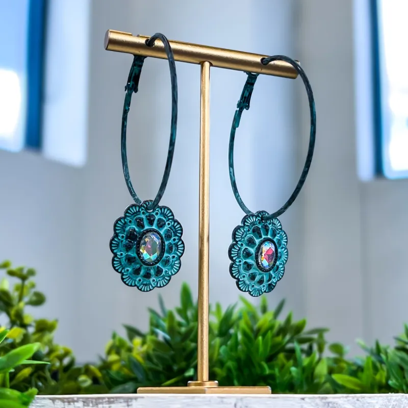 Patina Concho Flower Earrings sold by ZZs