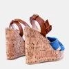 Blue Denim Wedge Platform Sandals sold by ZZs