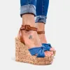 Blue Denim Wedge Platform Sandals sold by ZZs