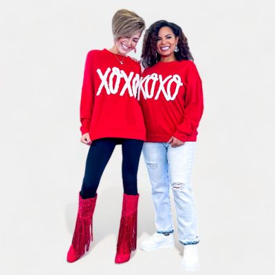 Red XOXO Chunky Pullover sold by ZZs