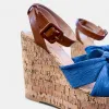 Blue Denim Wedge Platform Sandals sold by ZZs