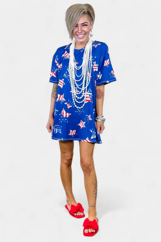 Navy Stars Jersey Dress sold by ZZs