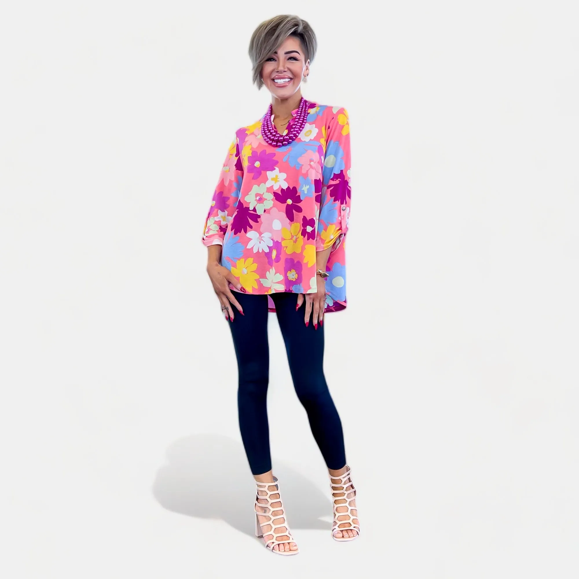 Coral Floral Lizzy Top sold by ZZs