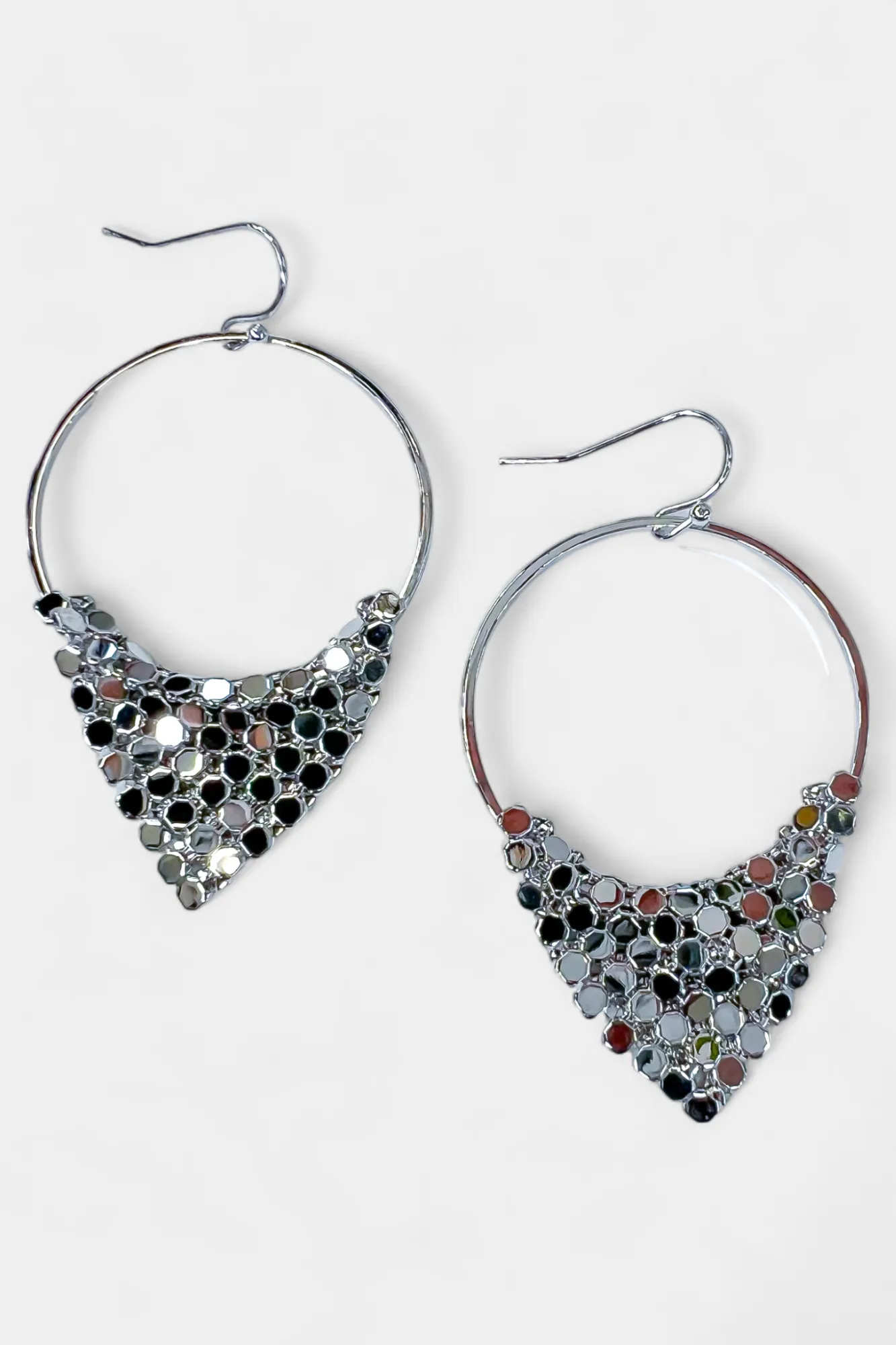 Silver Glistening Hoop Earrings sold by ZZs