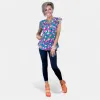 Royal Floral Lizzy Flutter Sleeve Top sold by ZZs
