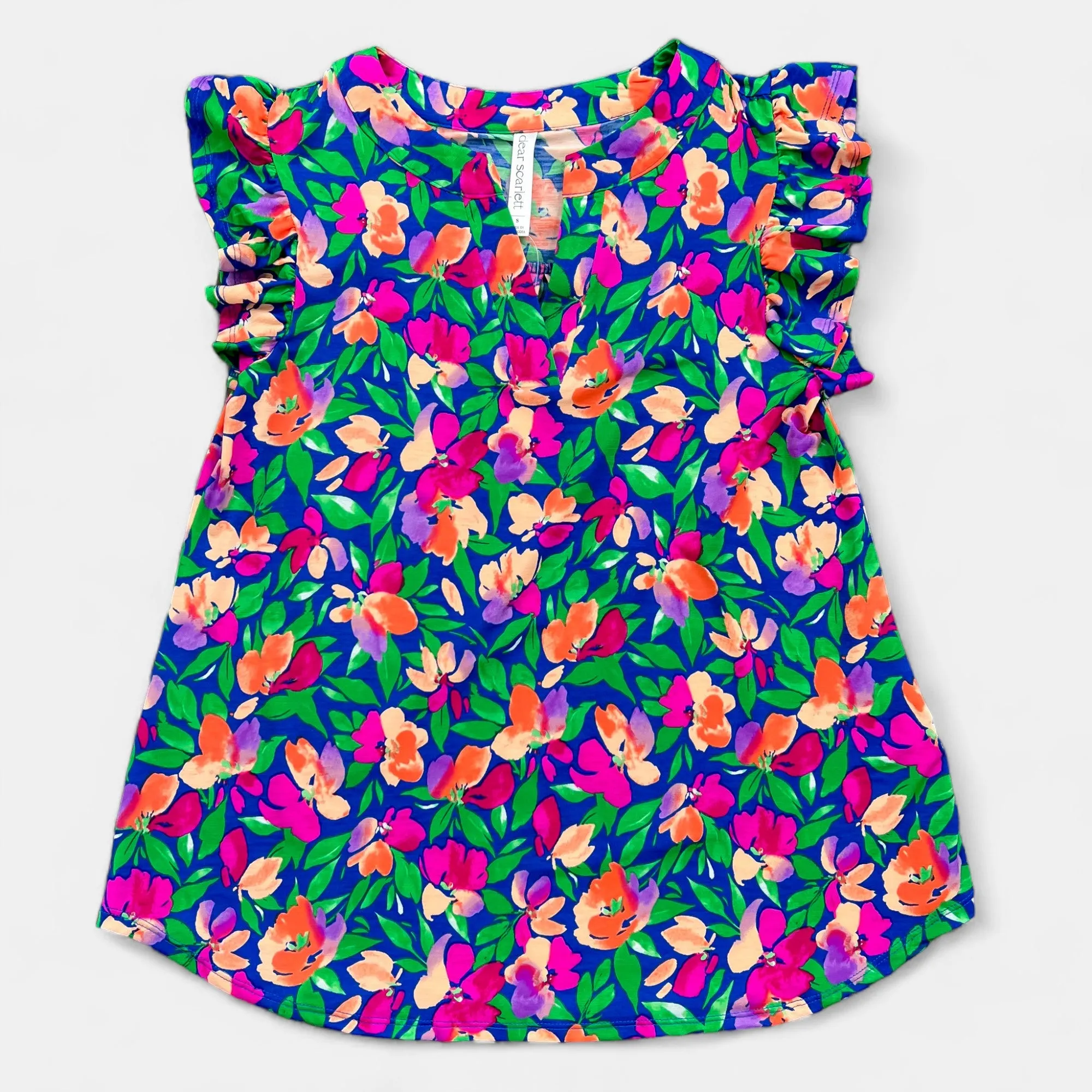 Royal Floral Lizzy Flutter Sleeve Top sold by ZZs product image thumbnail 3