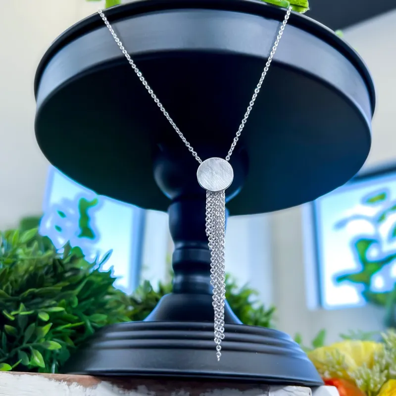 Matte Silver Tassel Charm Necklace sold by ZZs