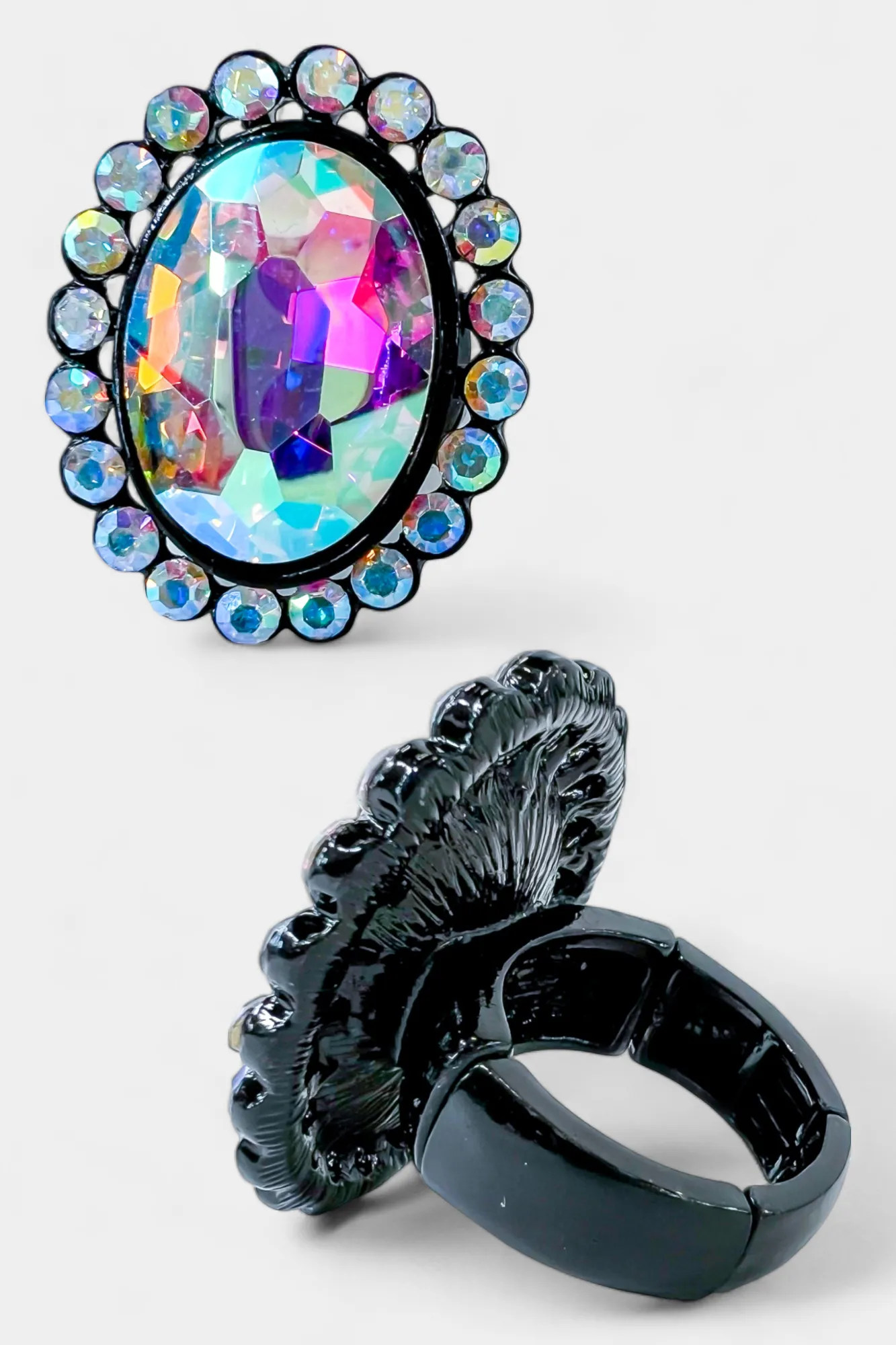 Black Oval Stone Stretch Ring sold by ZZs product image thumbnail 2