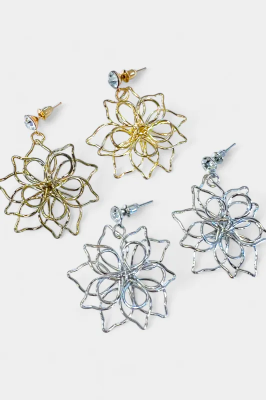 Wire Flower Dangle Earrings sold by ZZs