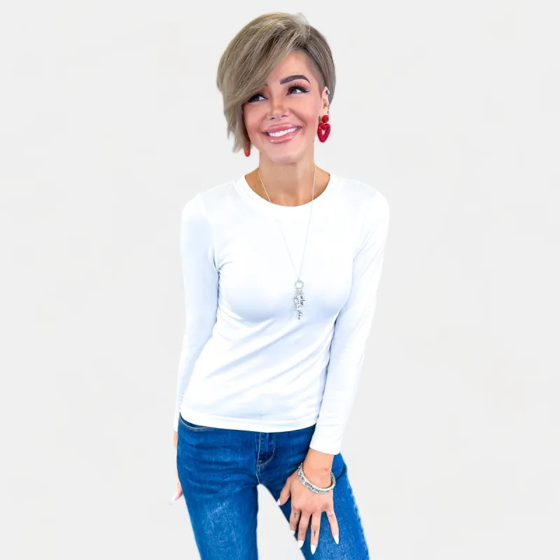 White Seamless Long Sleeve Top sold by ZZs