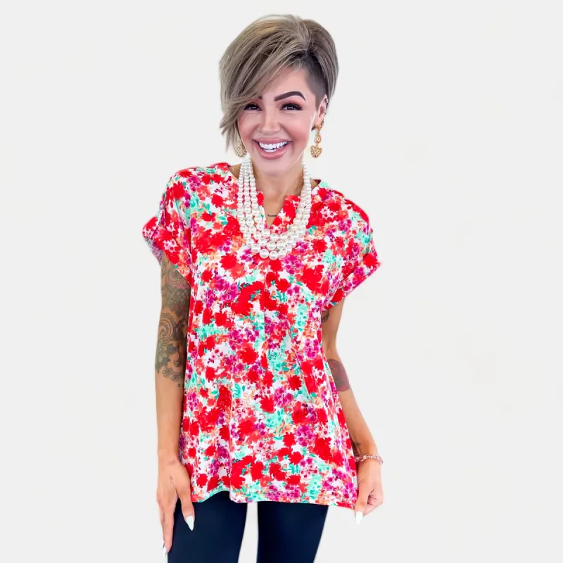 Ivory Multi Lizzy Short Sleeve Top [NO RETURNS] sold by ZZs